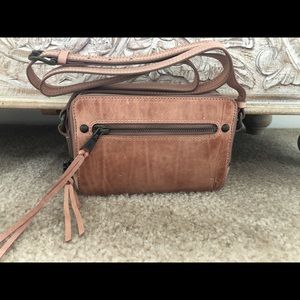 Frye pink leather crossbody purse